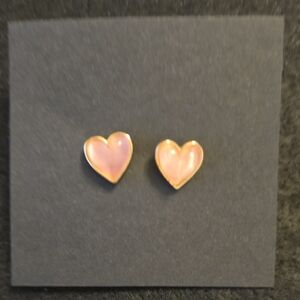 Gold and Pink Heart Earrings